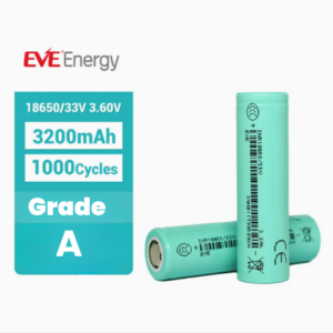 A Bateria de Lítio Recarregável 18650 EVE 3300mAh 10A – Grau A é ideal para equipamentos que exigem energia estável, segura e de alta autonomia.